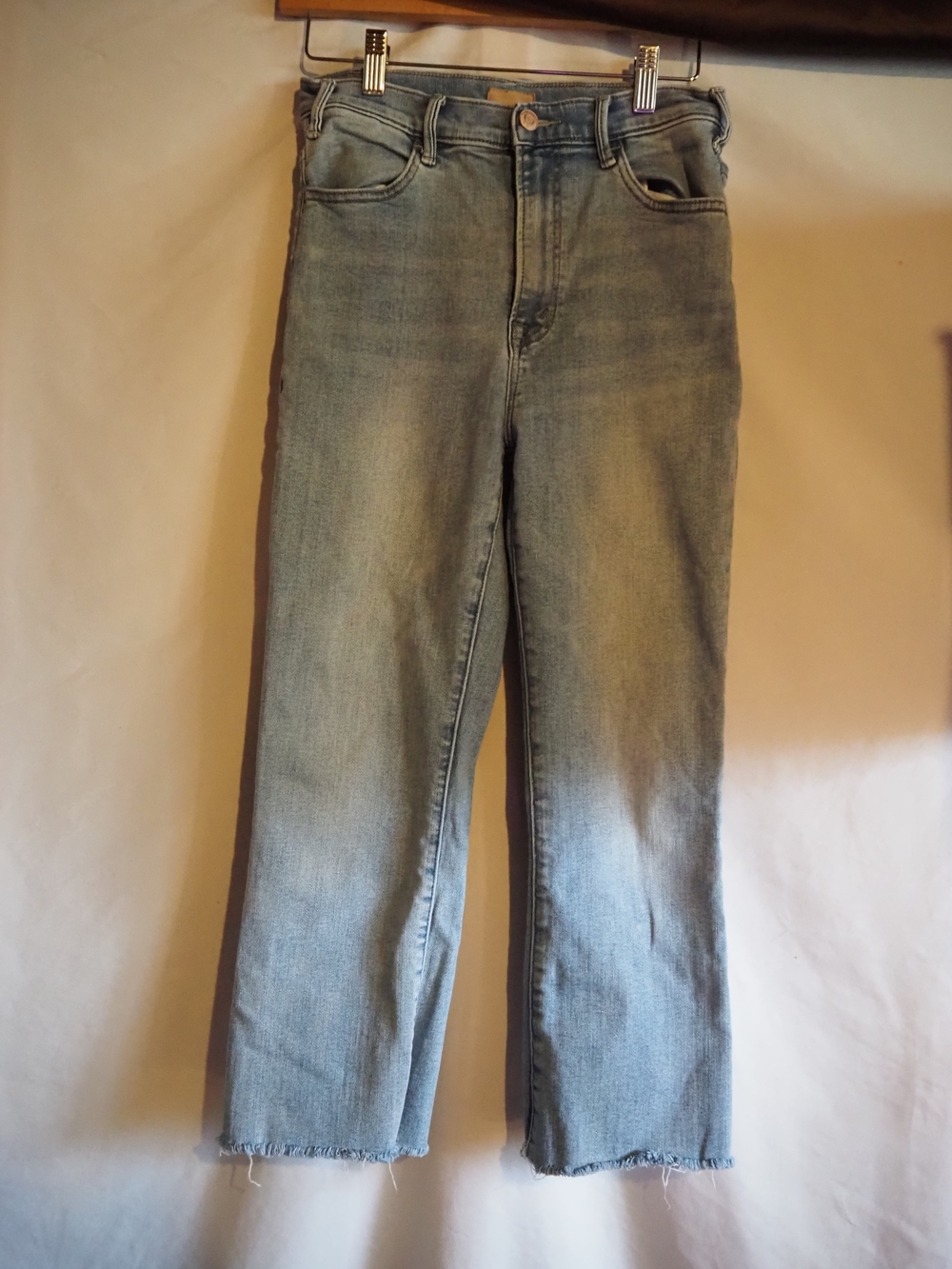 MOTHER Superior The Huffy Flood Light Blue Cropped High-Rise Jeans Size 27